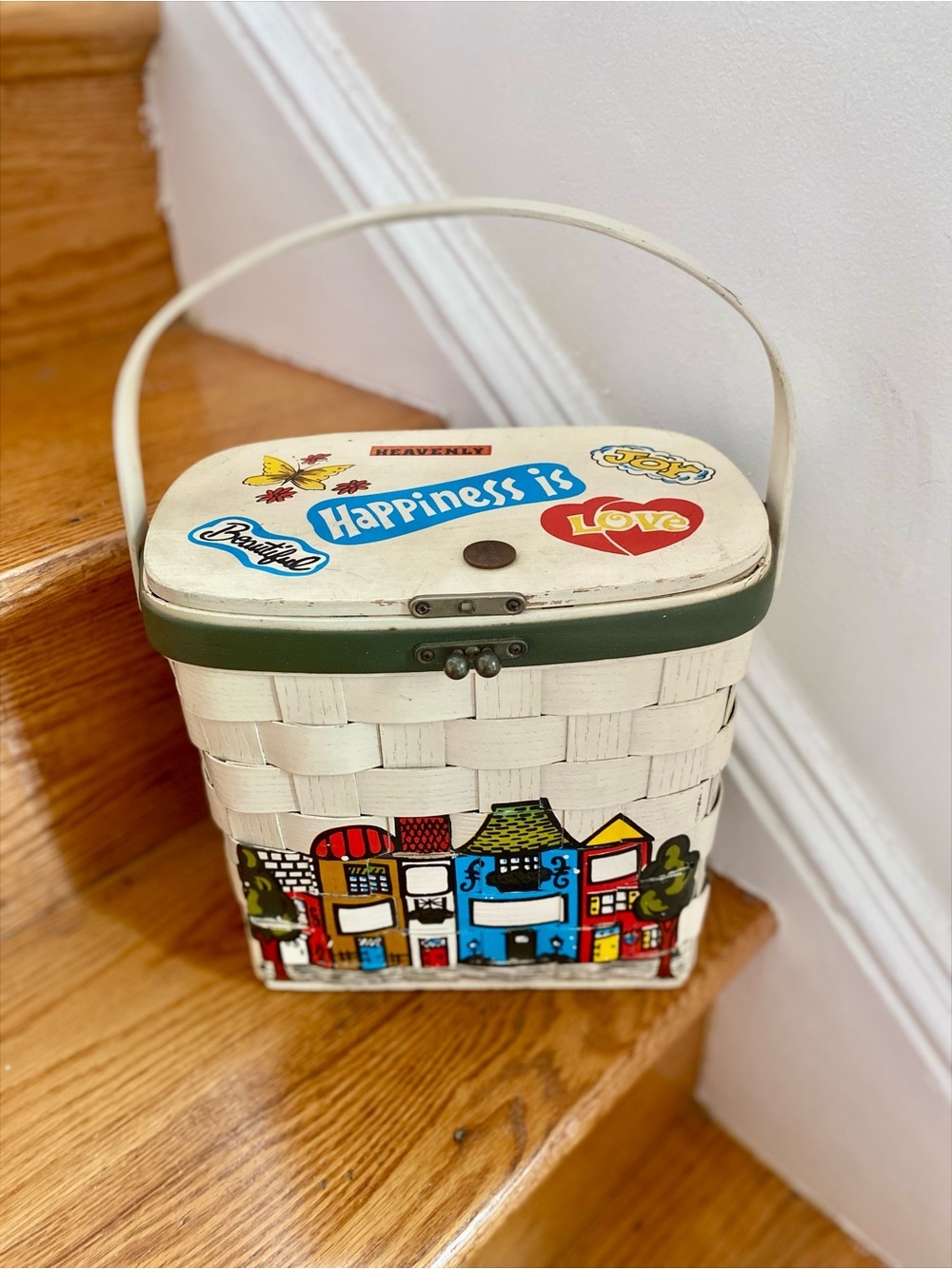 Vintage 1987 Hand-Painted Basket Purse by Caro-Nan